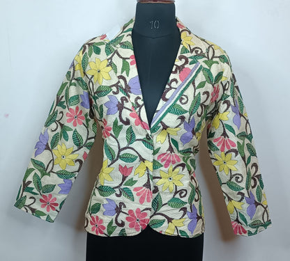 Semi Tussar Silk Kantha Stitch Women&