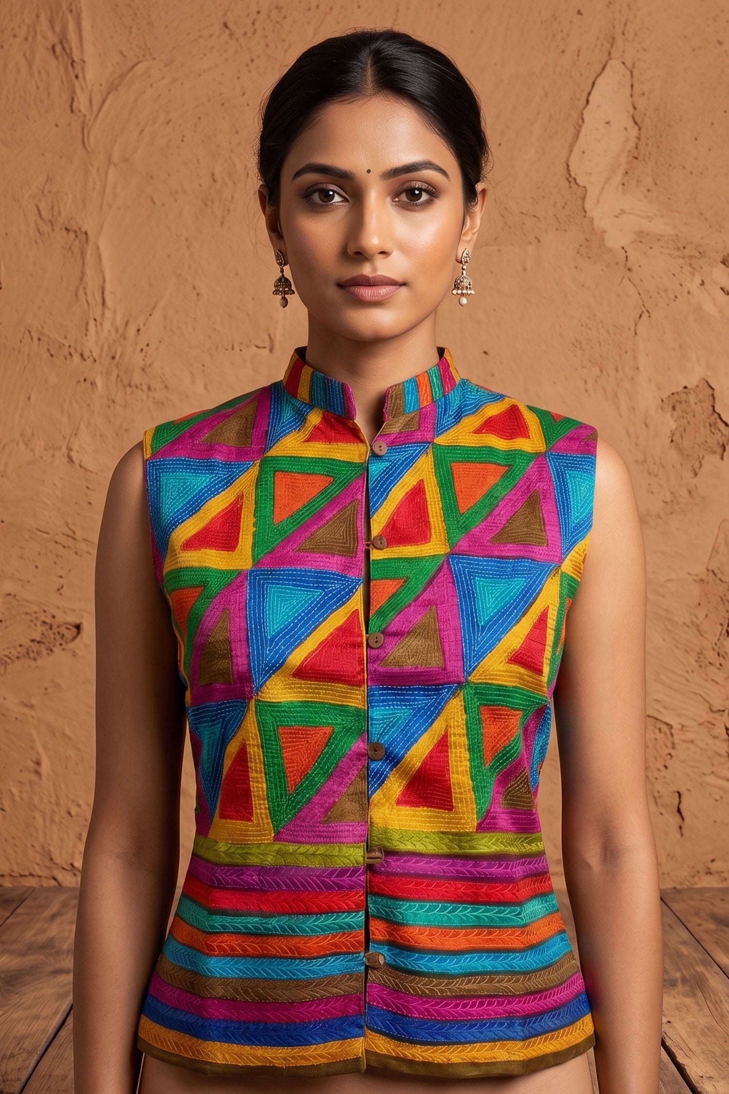 Pure Tussar Silk Kantha Stitch Women&