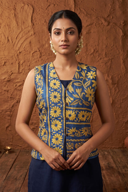 Pure Tussar Silk Kantha Stitch Women&