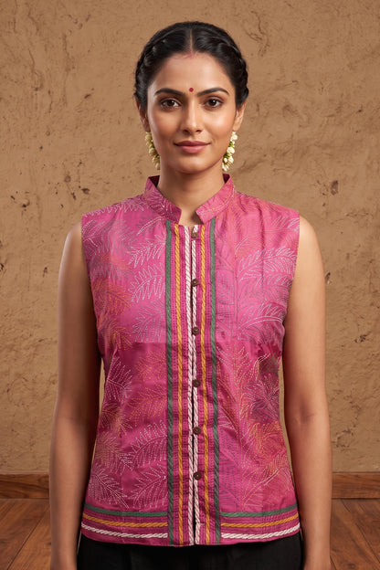 Pure Tussar Silk Kantha Stitch Women&