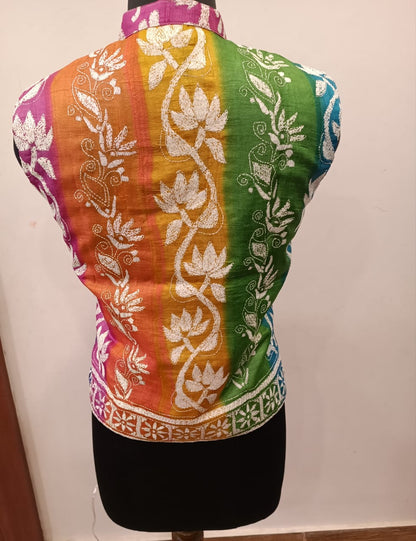 Pure Tussar Silk Kantha Stitch Women&