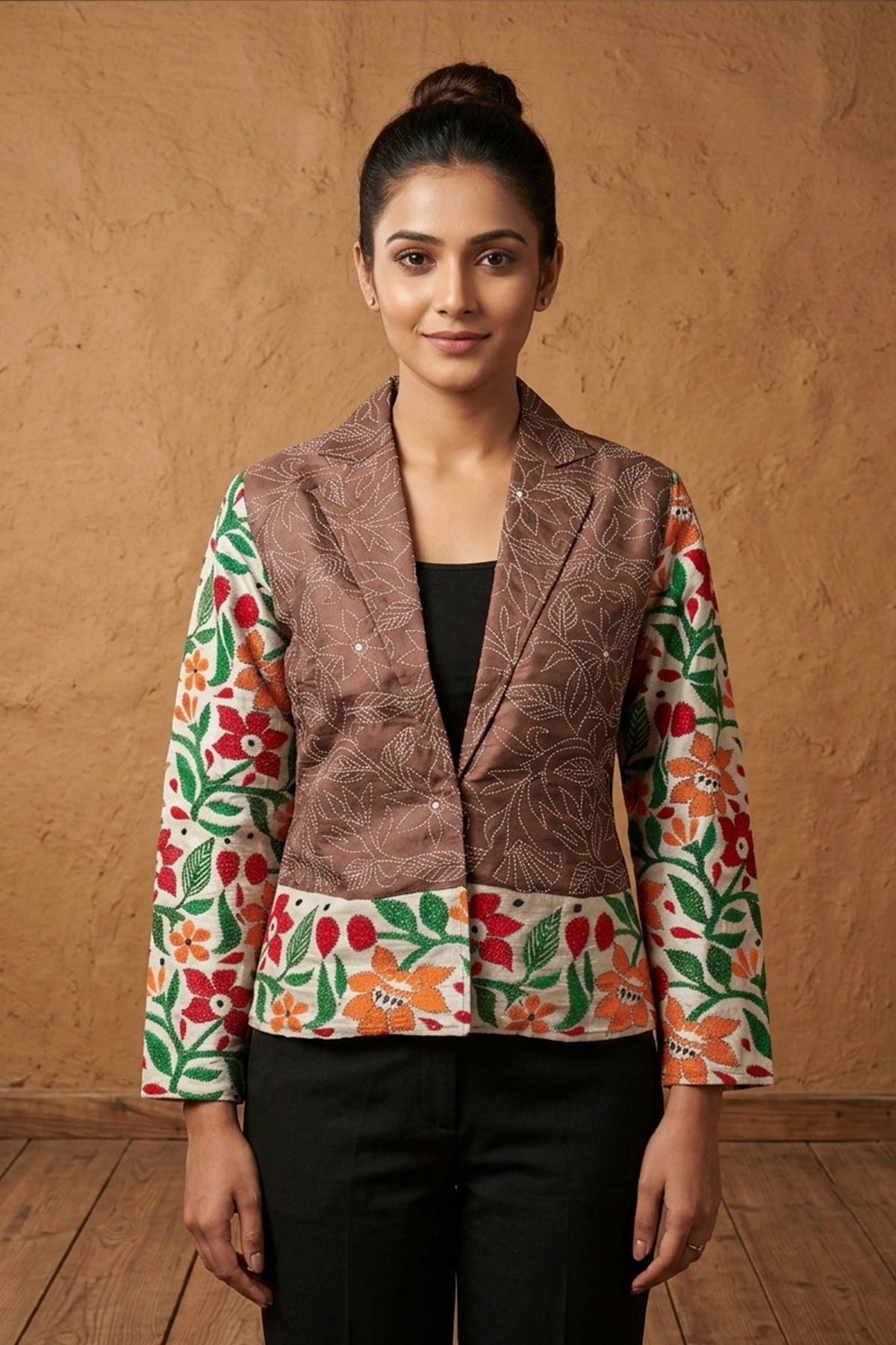 Pure Tussar Silk Kantha Stitch Women&