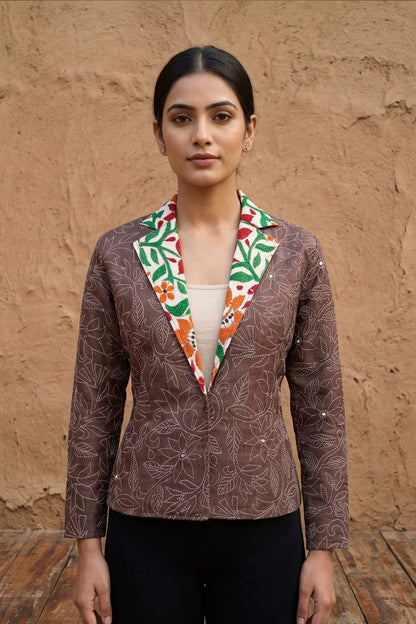 Pure Tussar Silk Kantha Stitch Women&