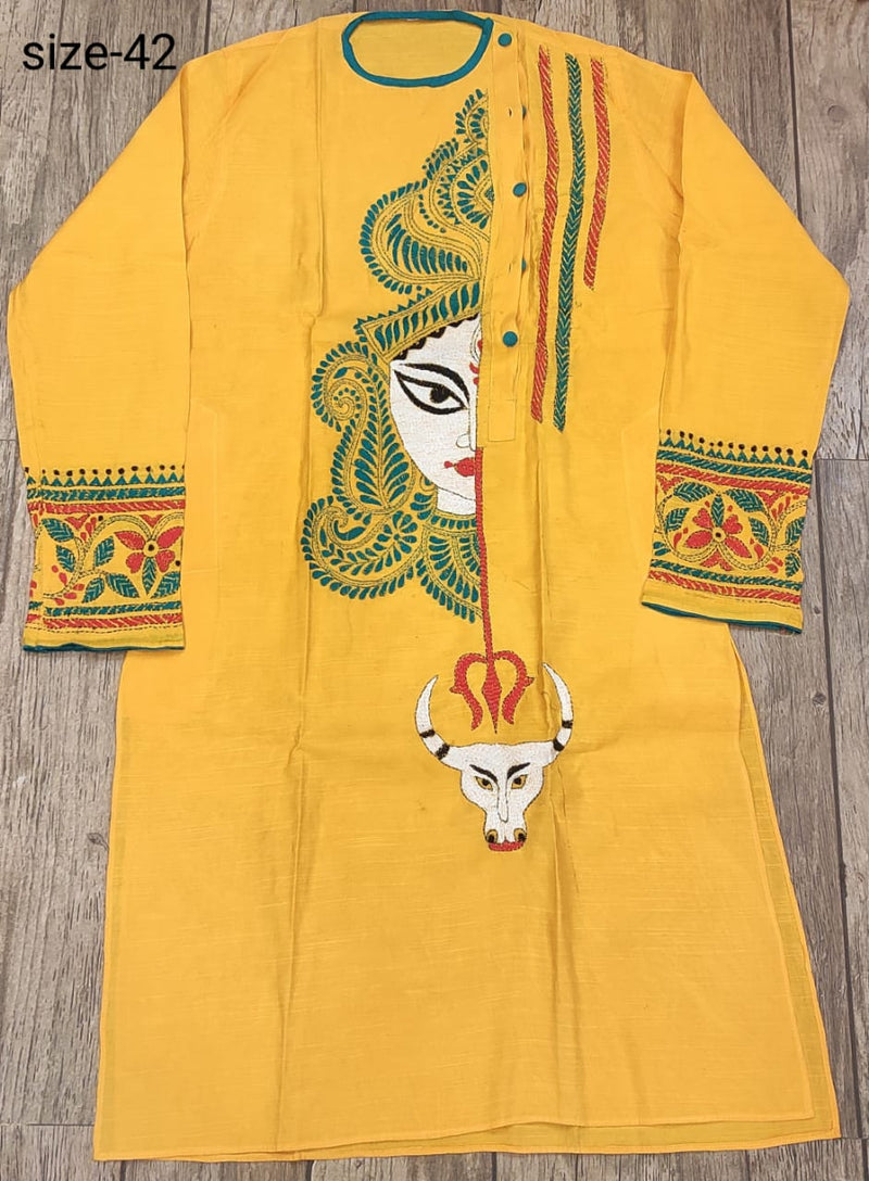 Bhagalpur Silk Kantha Stitch (Hand Embroidery) Panjabi SN2023WPSK35