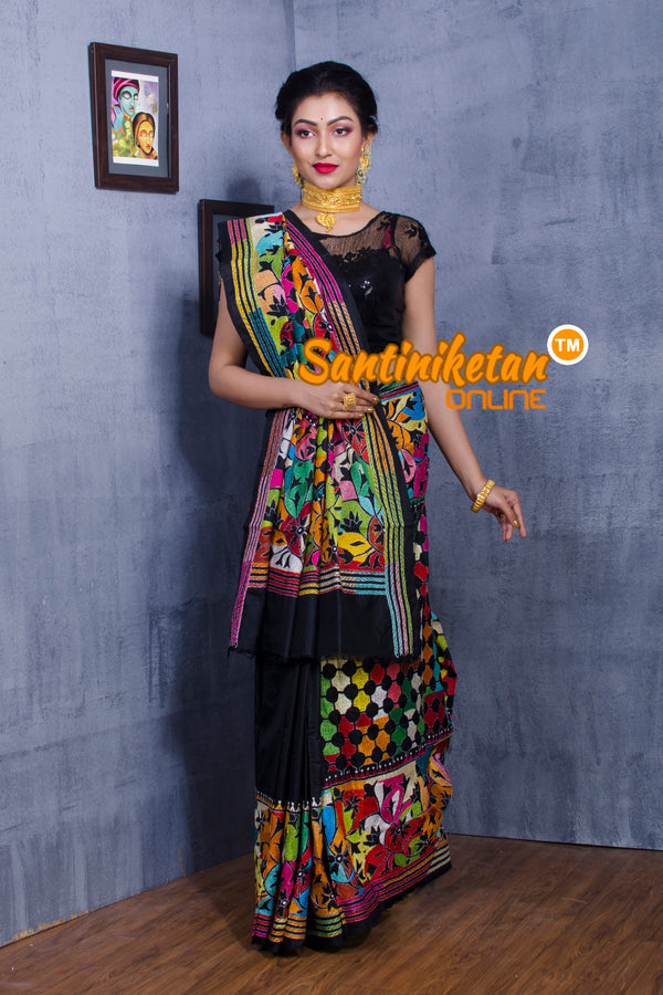 Pure Bangalore Silk Kantha Stitch Saree SN20181089