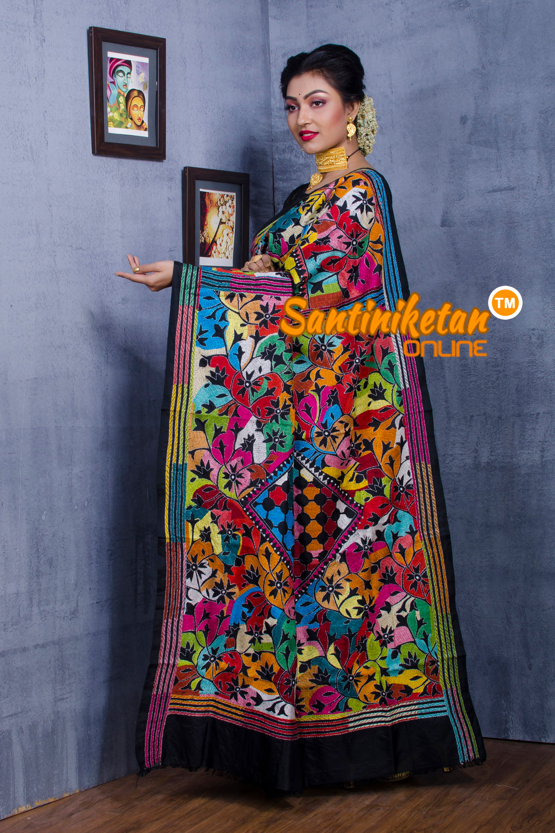 Pure Bangalore Silk Kantha Stitch Saree SN20181089