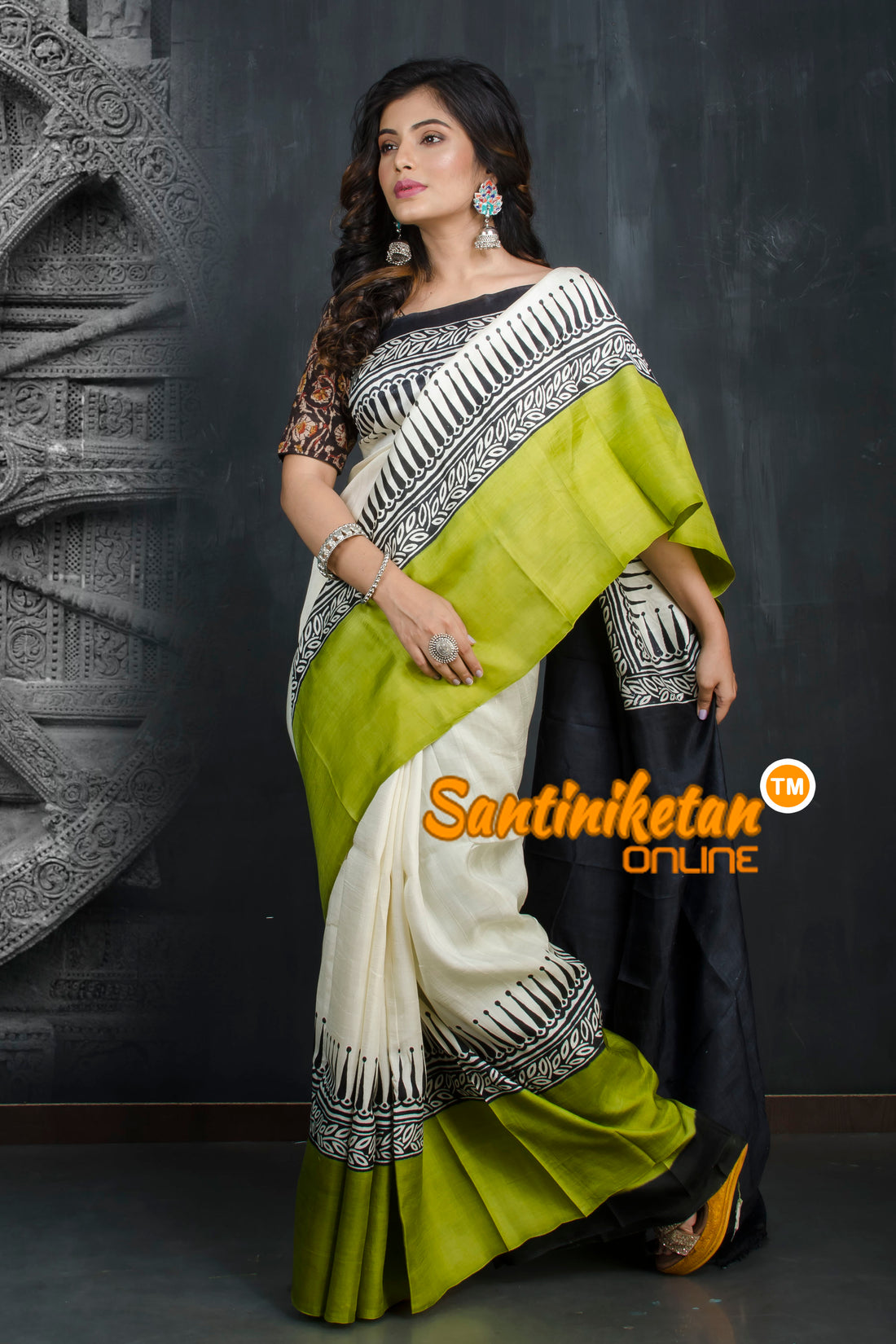 Hand Block On Murshidabad Silk SN20193320