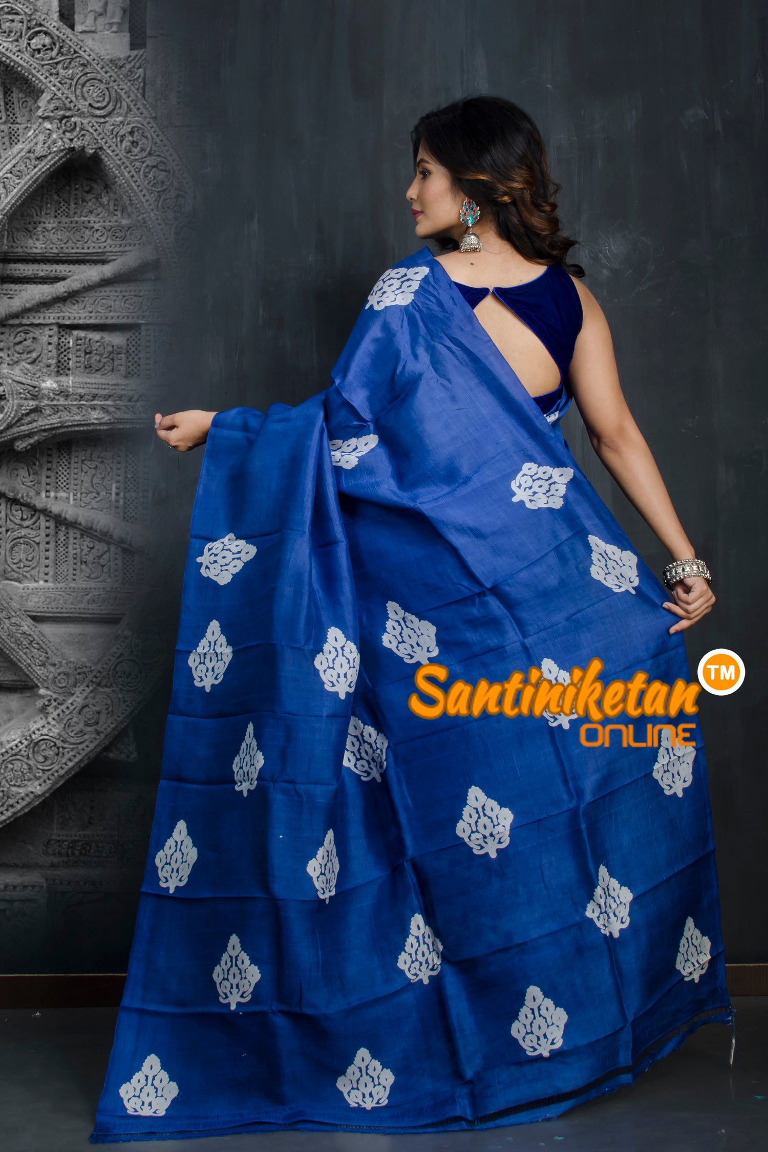 Hand Block On Murshidabad Silk SN20193396