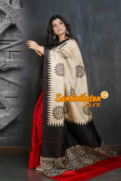 Hand Block On Murshidabad Silk SN20209047