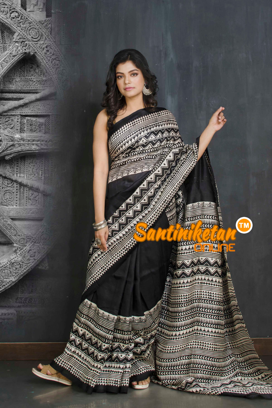 Hand Block On Murshidabad Silk SN20209075
