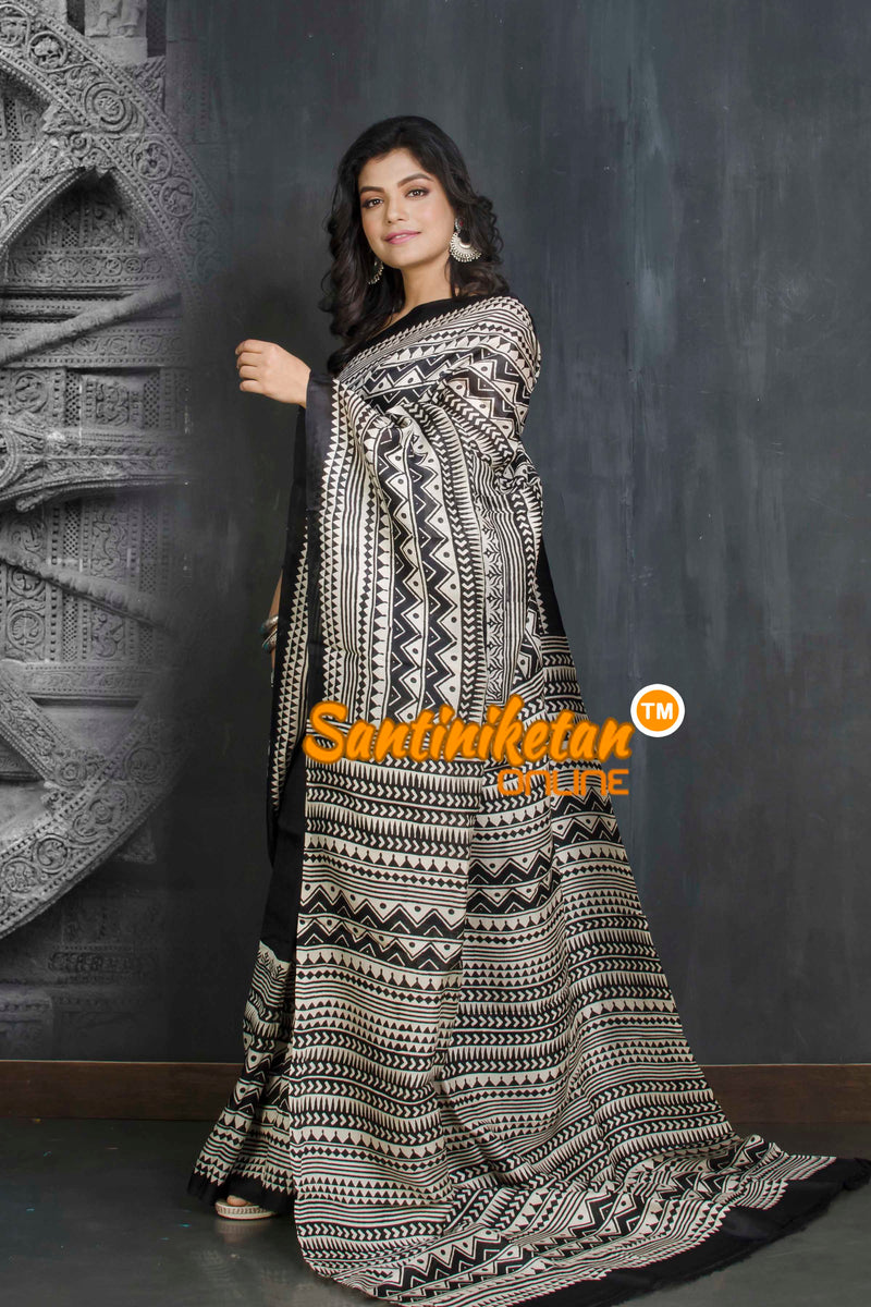 Hand Block On Murshidabad Silk SN20209075
