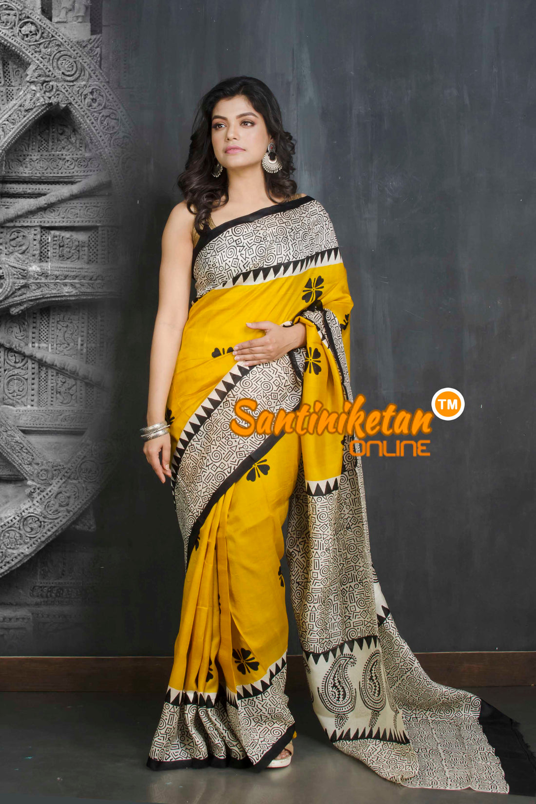 Hand Block On Murshidabad Silk SN20209084