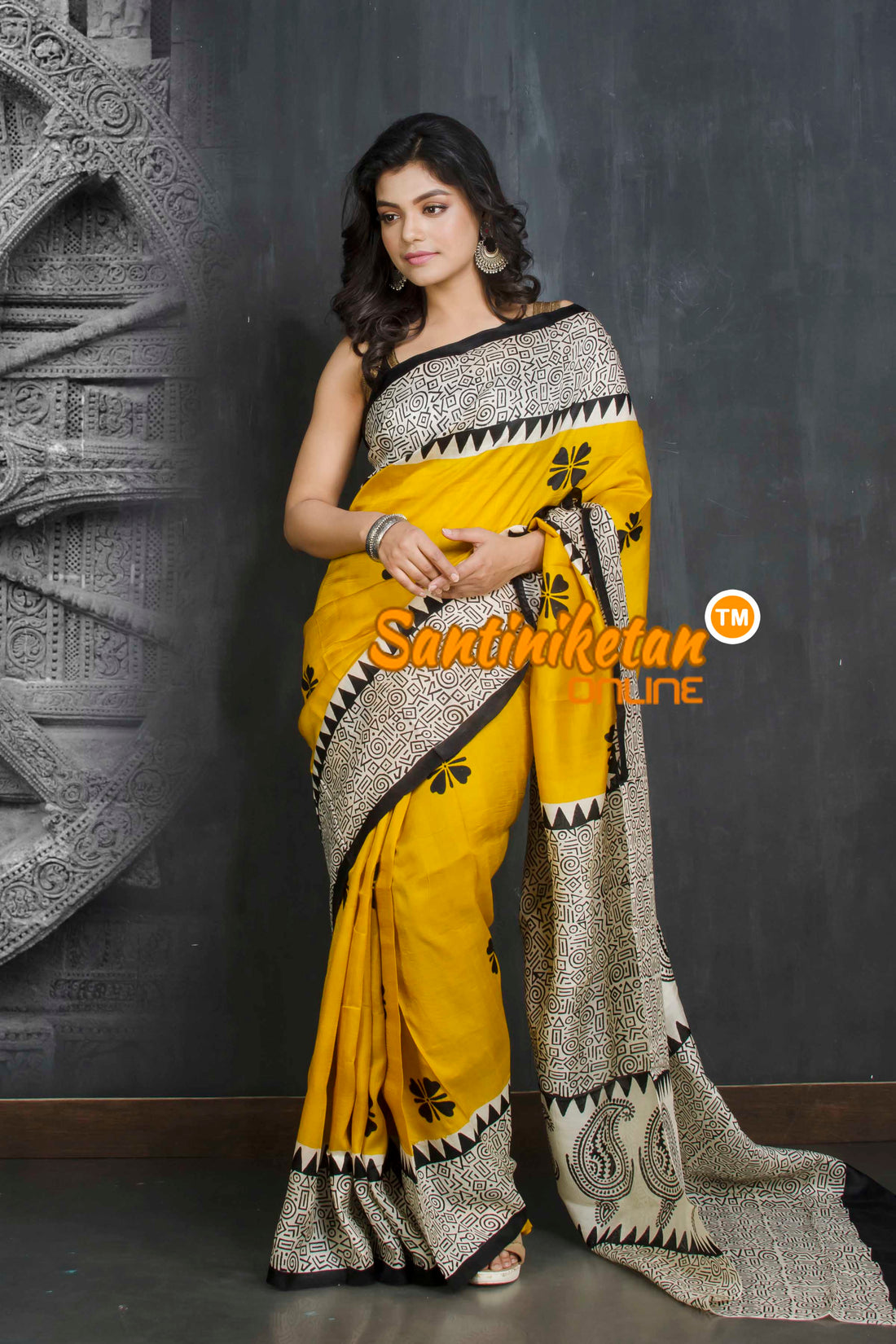 Hand Block On Murshidabad Silk SN20209084