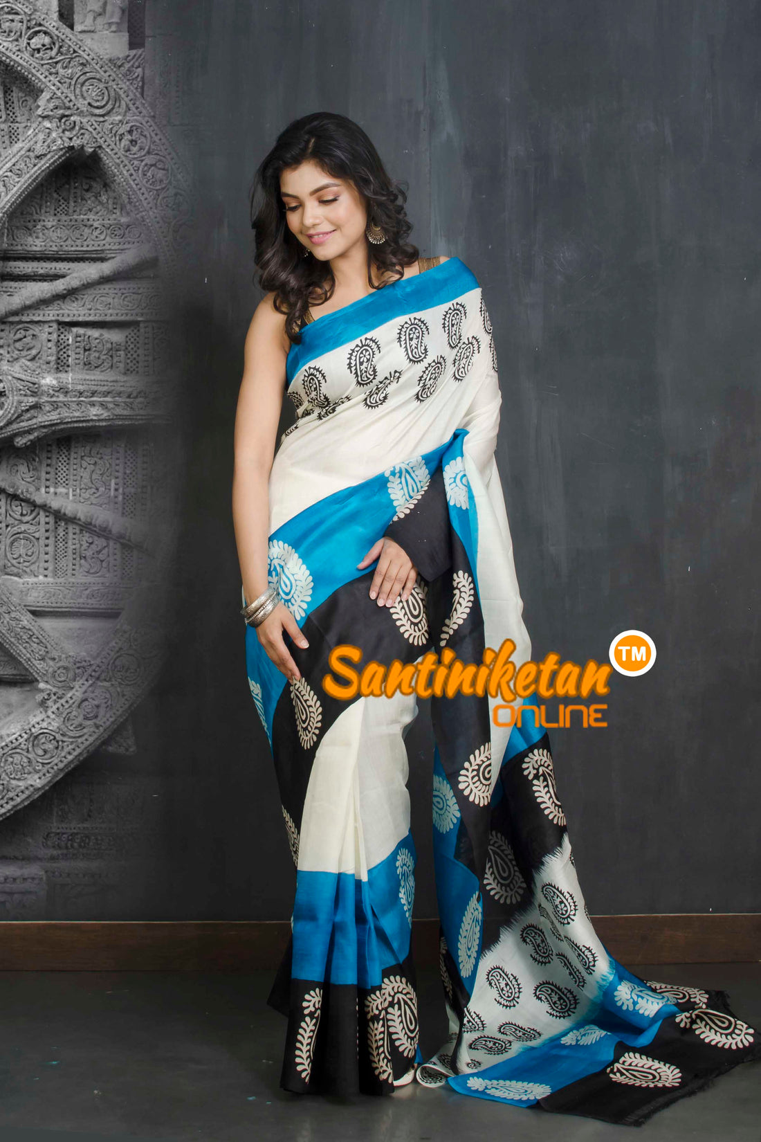 Hand Block On Murshidabad Silk SN20209087