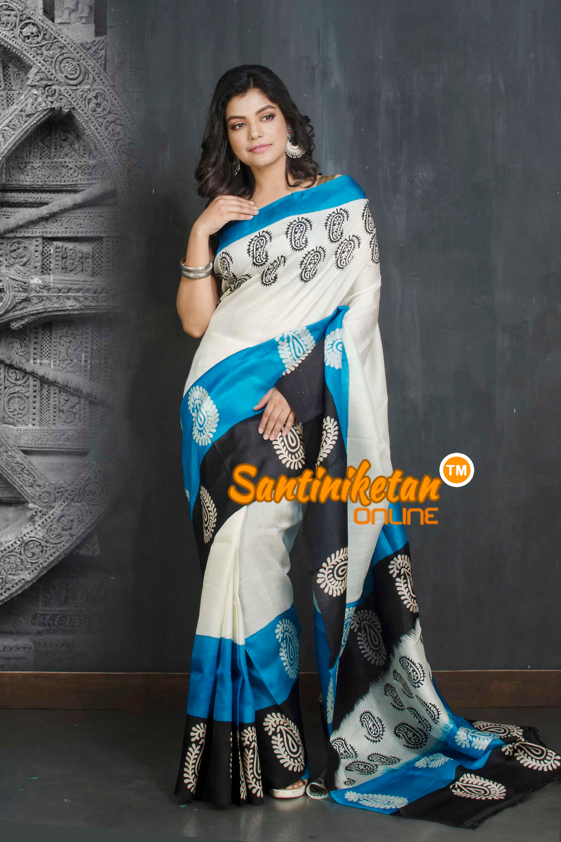 Hand Block On Murshidabad Silk SN20209087