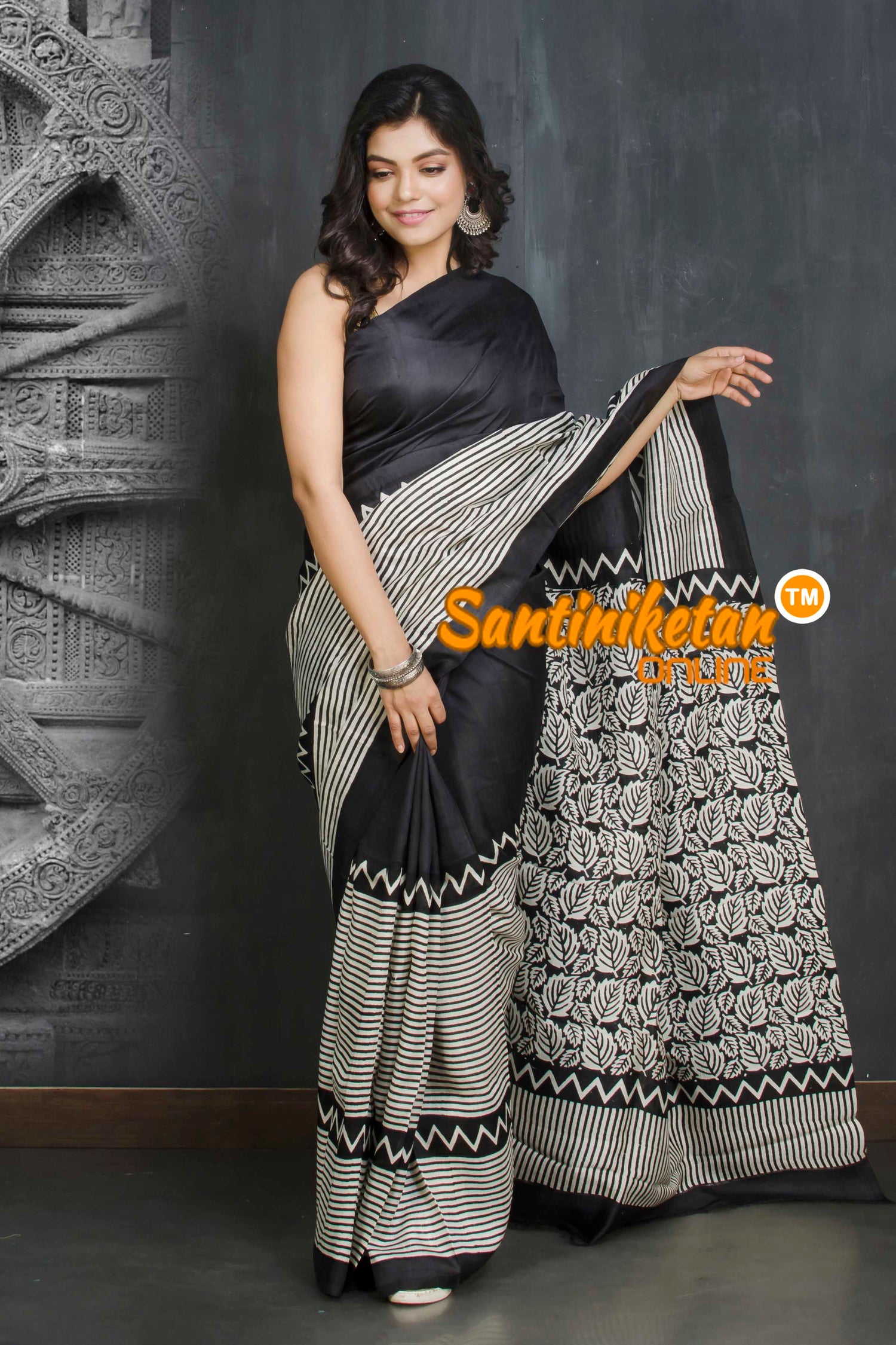 Hand Block On Murshidabad Silk SN20209122