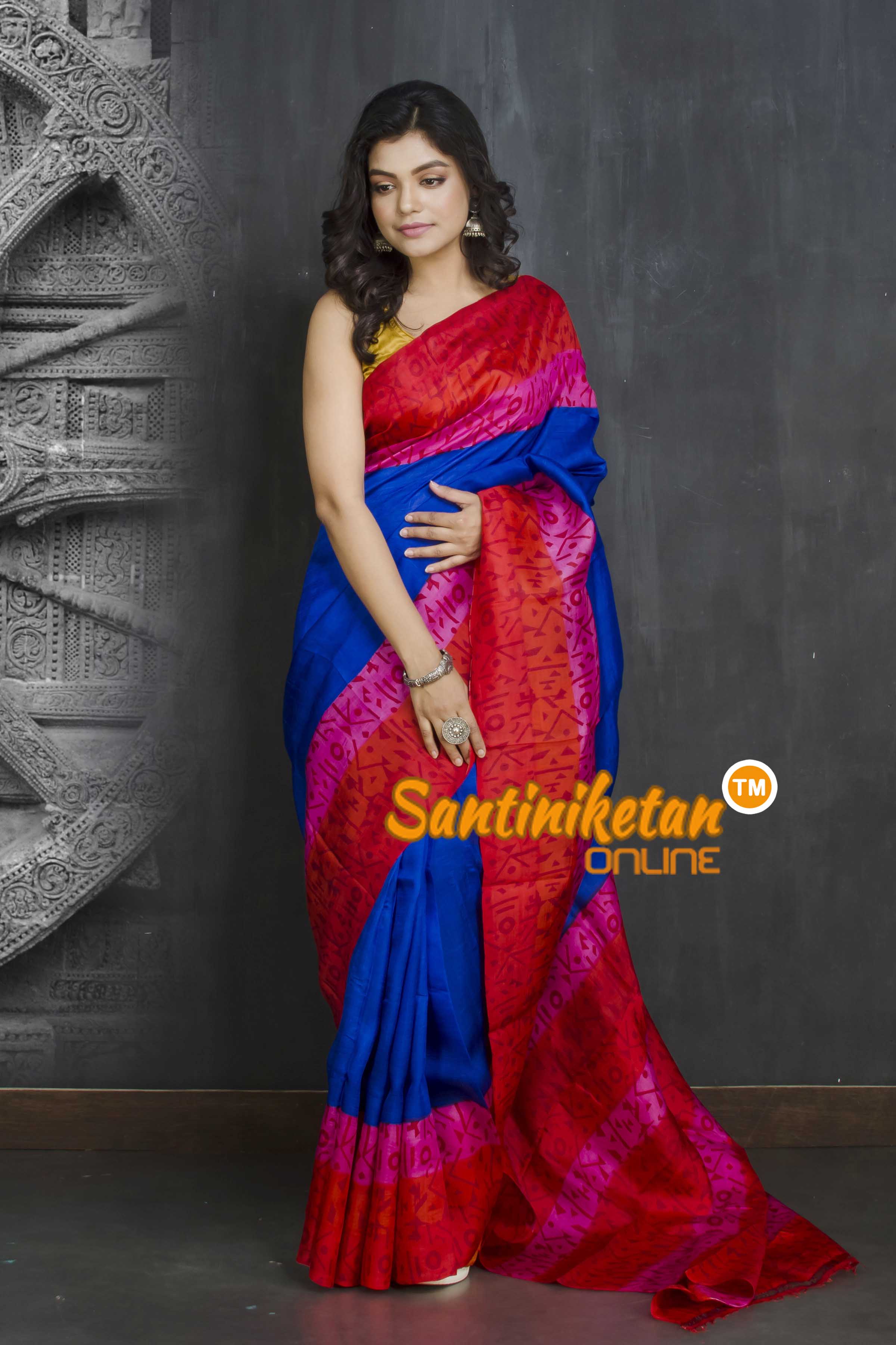 Hand Block On Murshidabad Silk SN20209143