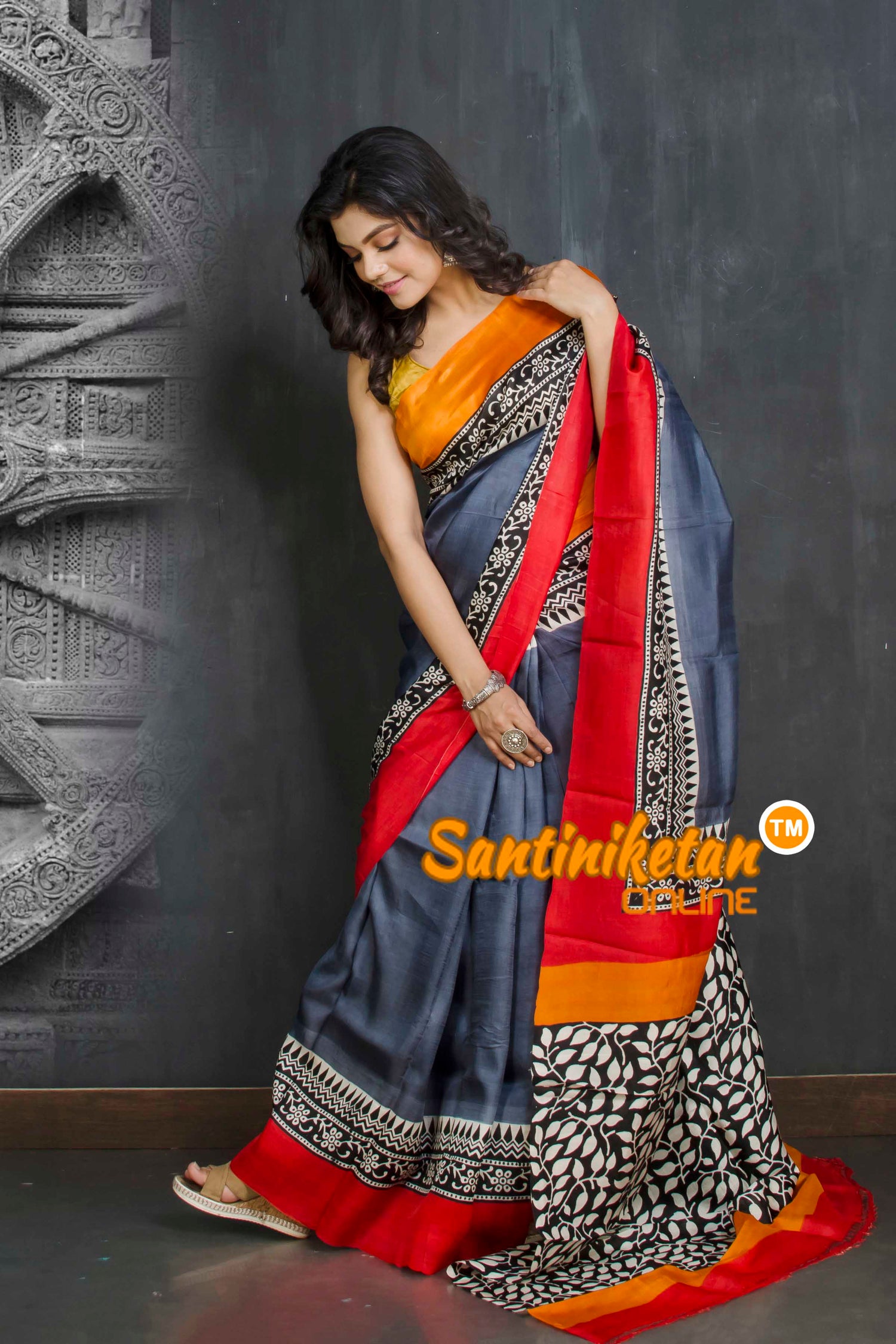 Hand Block On Murshidabad Silk SN20209152