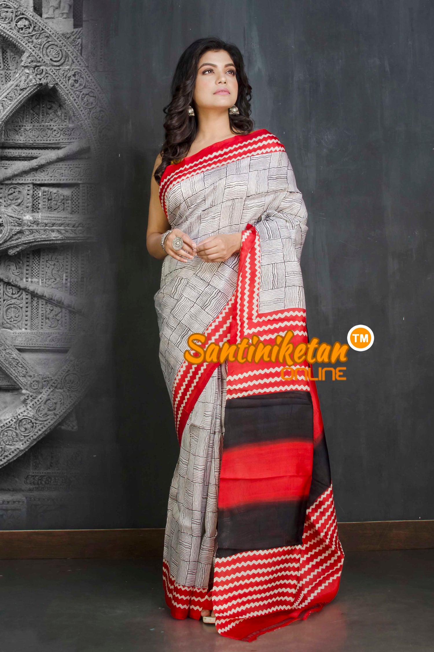 Hand Block On Murshidabad Silk SN20209158