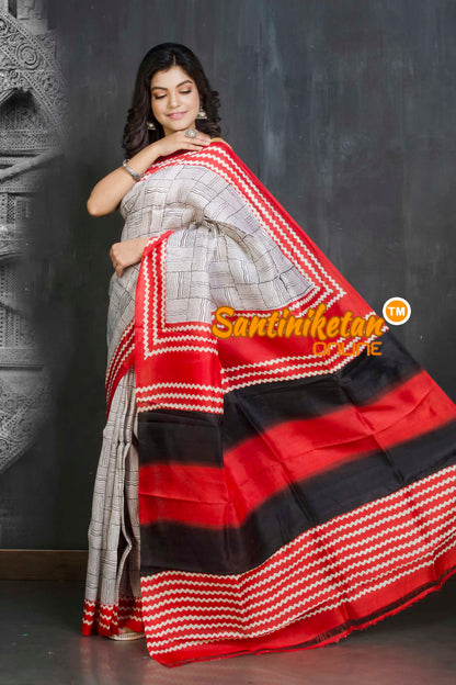 Hand Block On Murshidabad Silk SN20209158