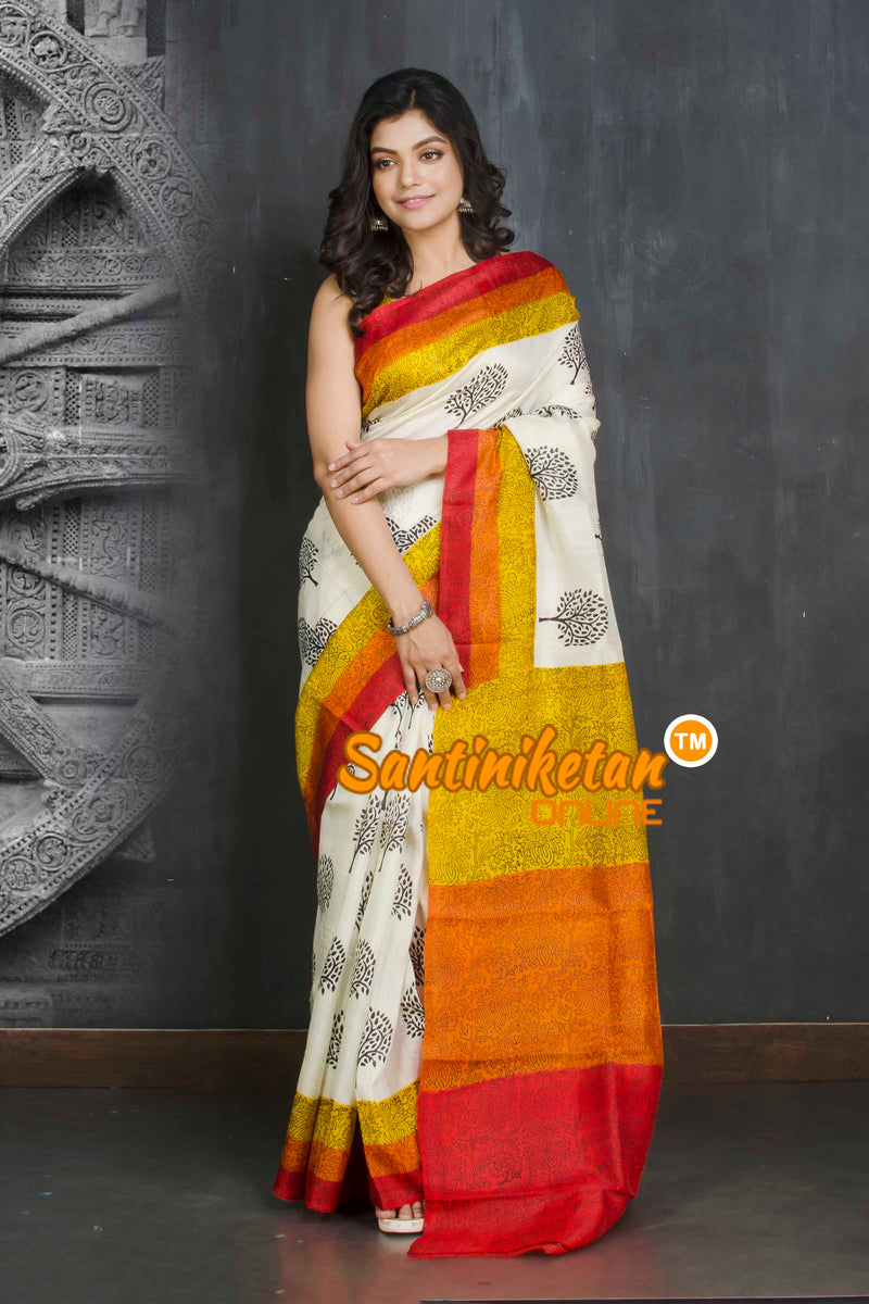Hand Block On Murshidabad Silk SN20209161