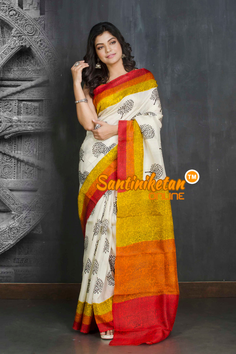 Hand Block On Murshidabad Silk SN20209161