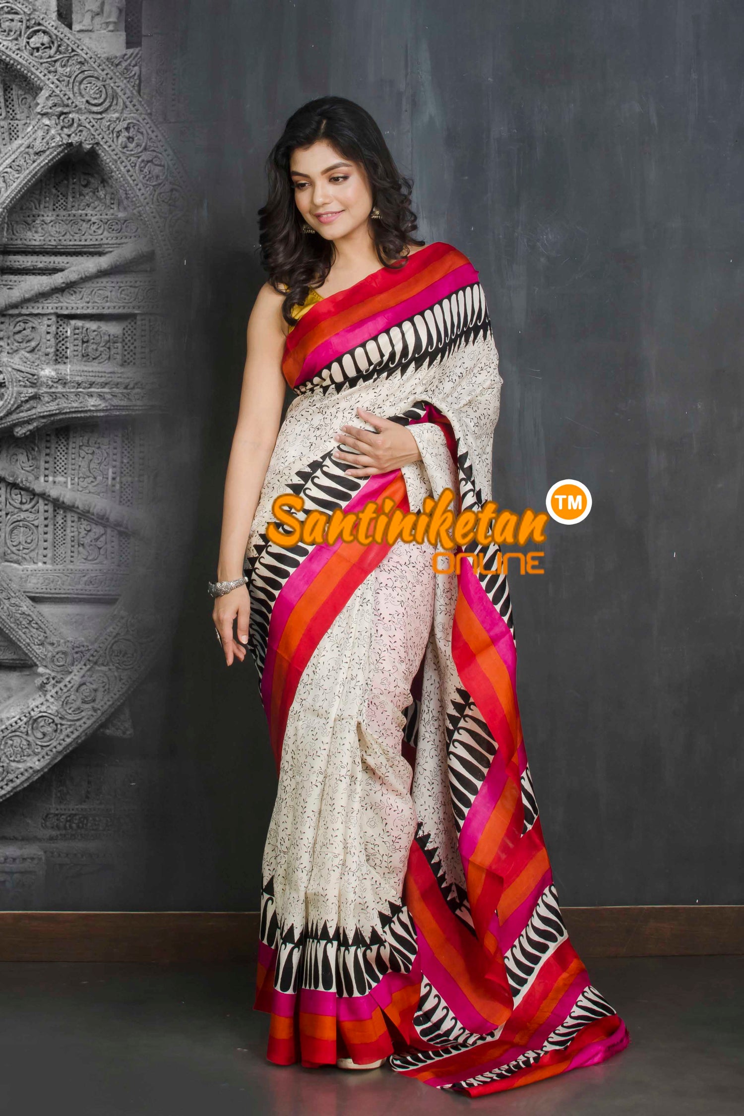 Hand Block On Murshidabad Silk SN20209222