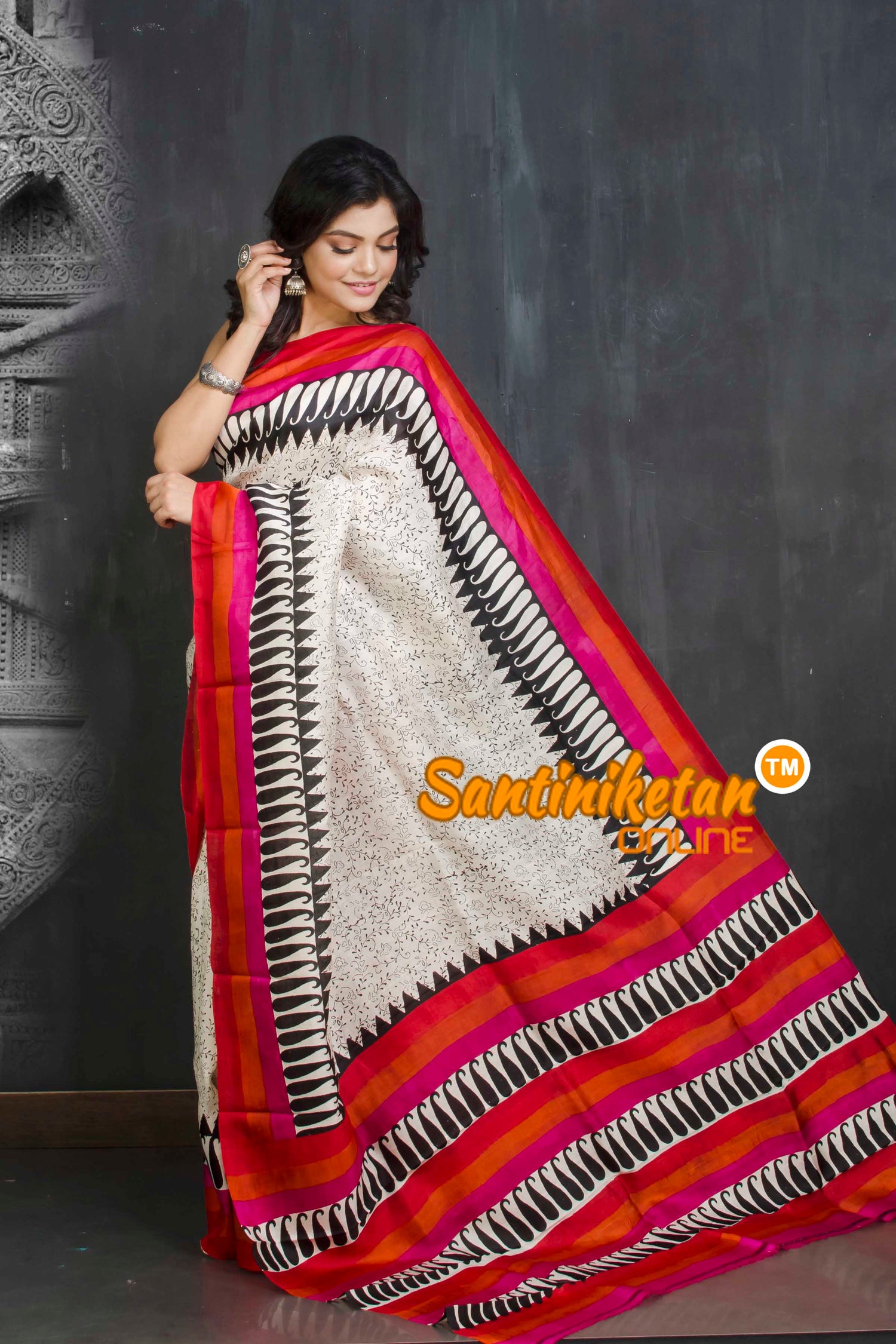Hand Block On Murshidabad Silk SN20209222