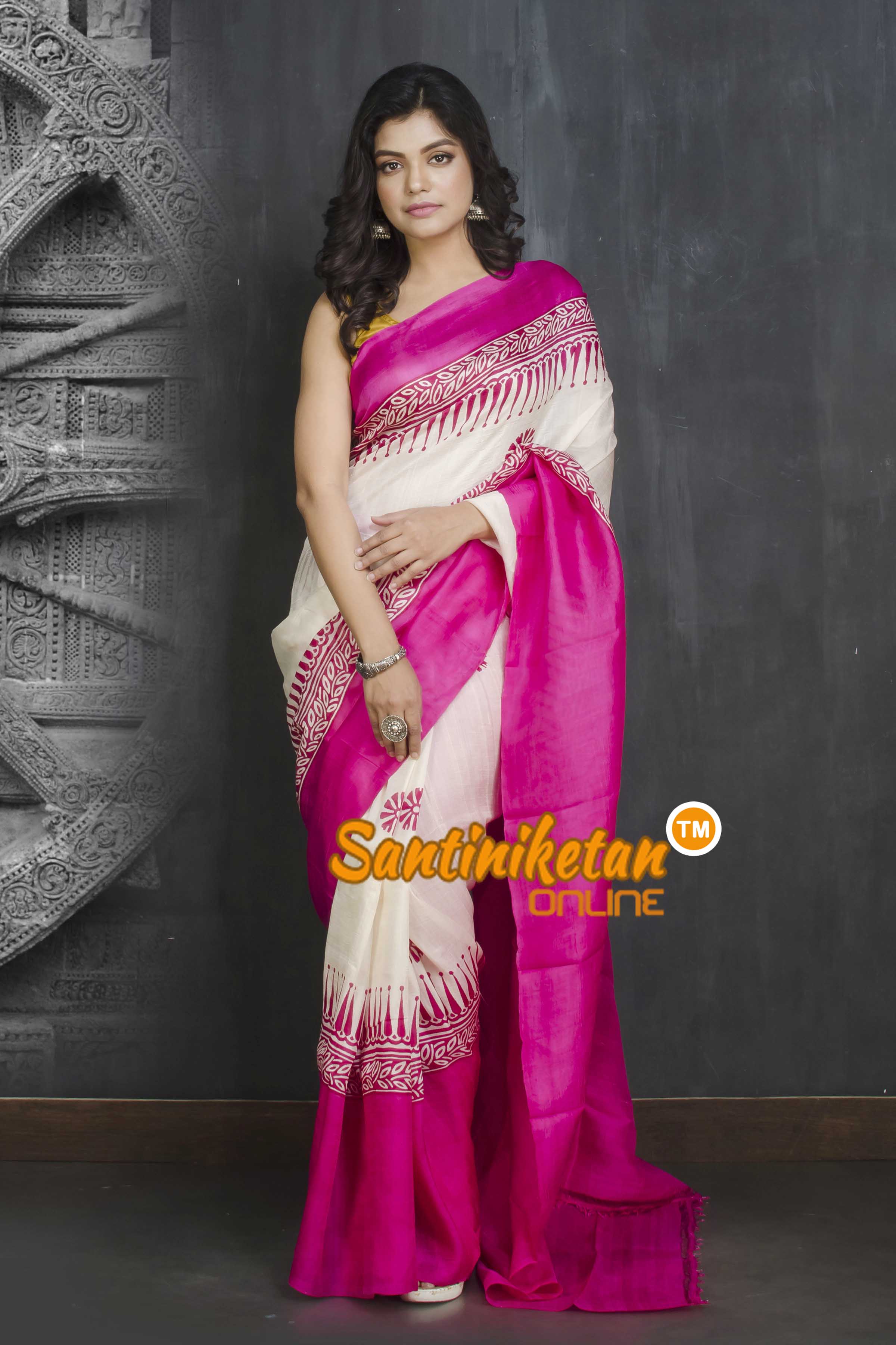 Hand Block On Murshidabad Silk SN20209228