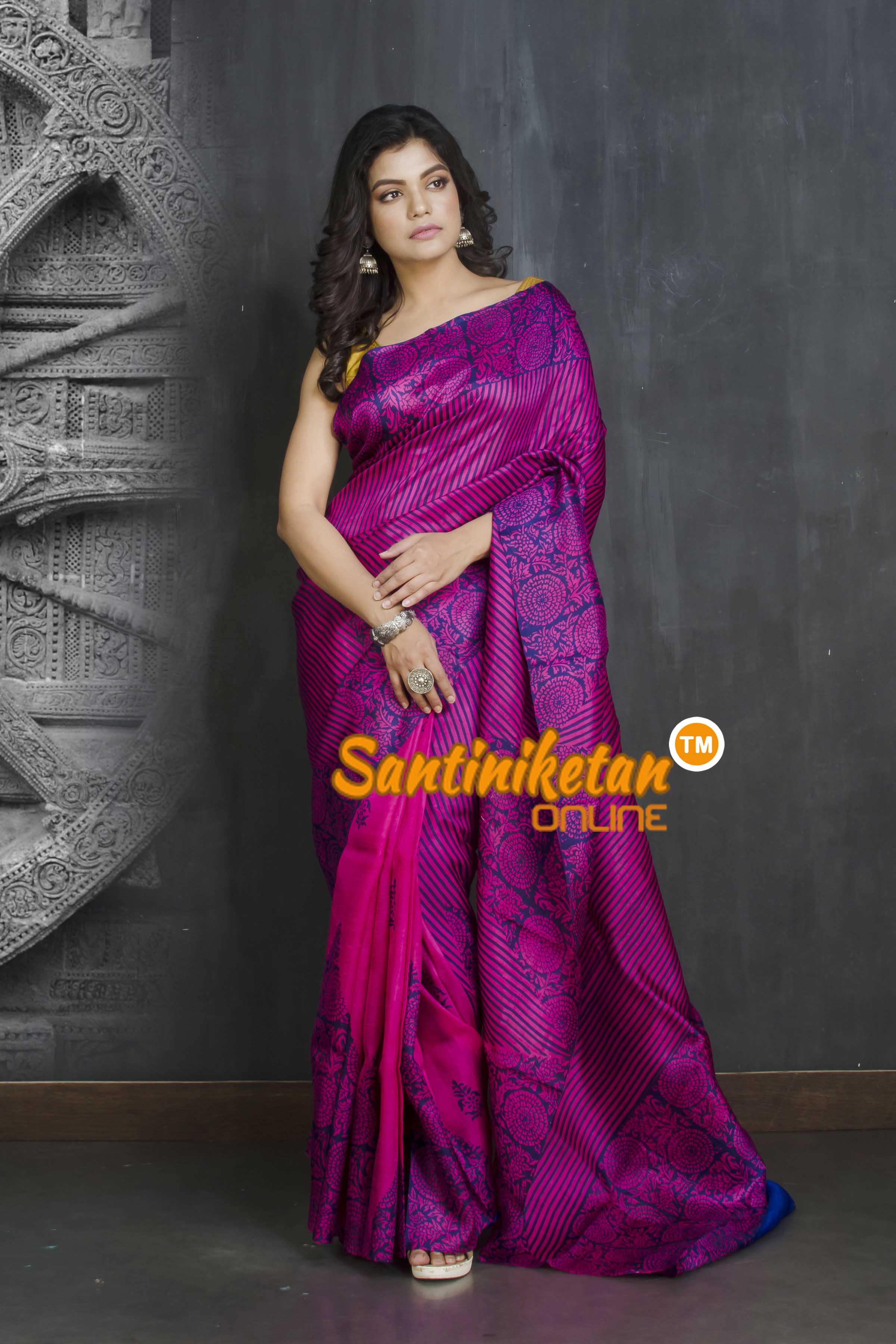 Hand Block On Murshidabad Silk SN20209245