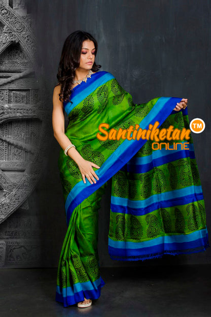 Hand Block On Murshidabad Silk SN20201877