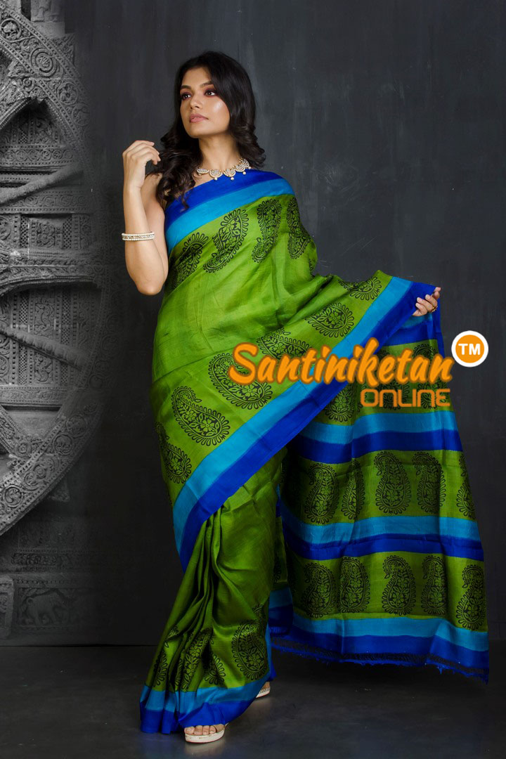 Hand Block On Murshidabad Silk SN20201877