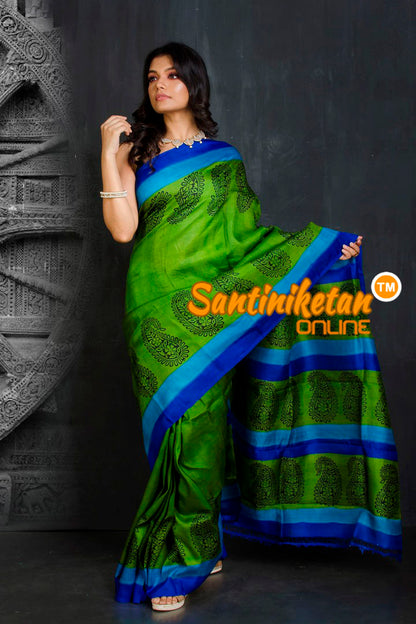 Hand Block On Murshidabad Silk SN20201877