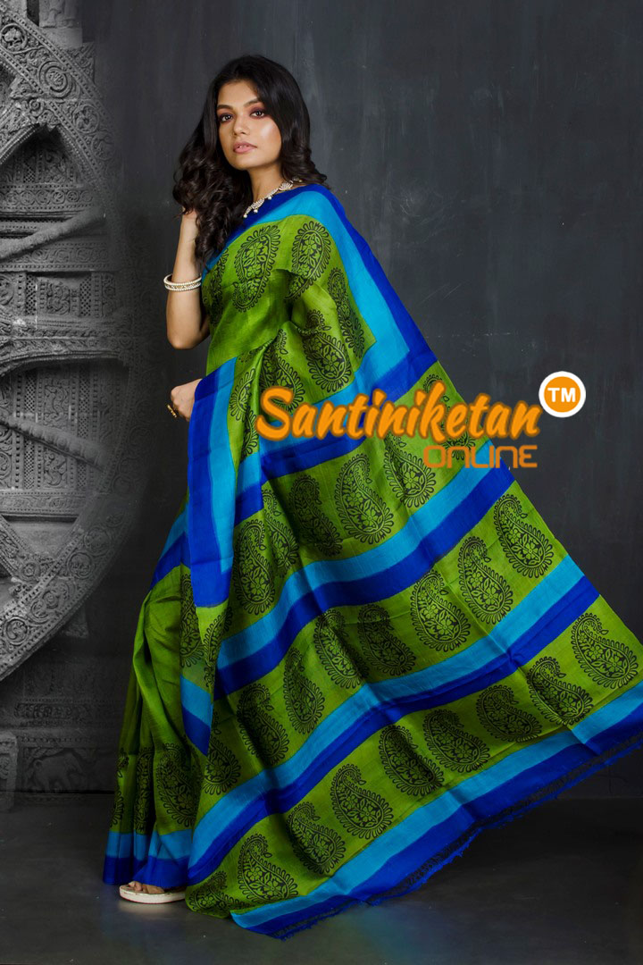 Hand Block On Murshidabad Silk SN20201877