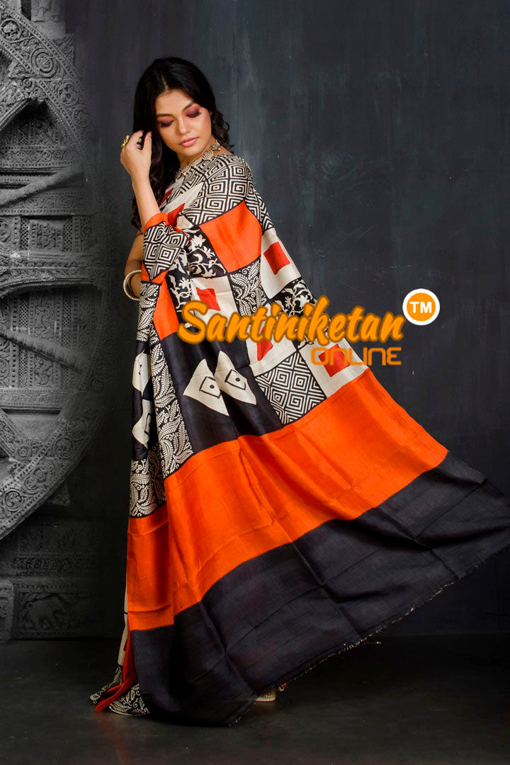 Hand Block On Murshidabad Silk SN20201880