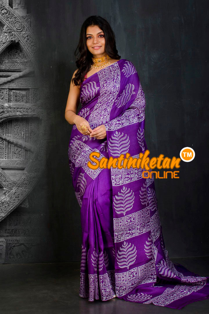 Hand Block On Murshidabad Silk SN20202089