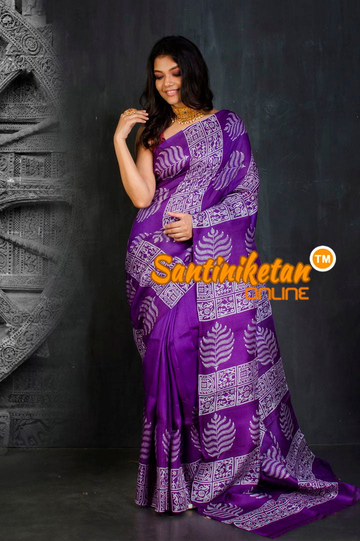 Hand Block On Murshidabad Silk SN20202089