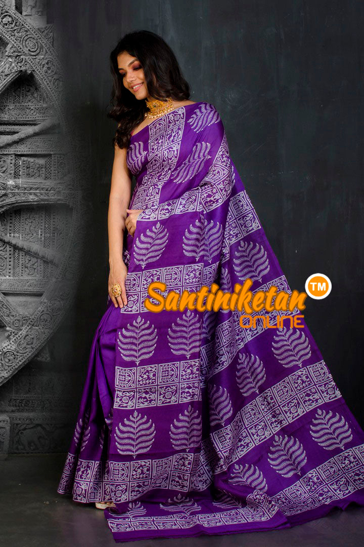 Hand Block On Murshidabad Silk SN20202089