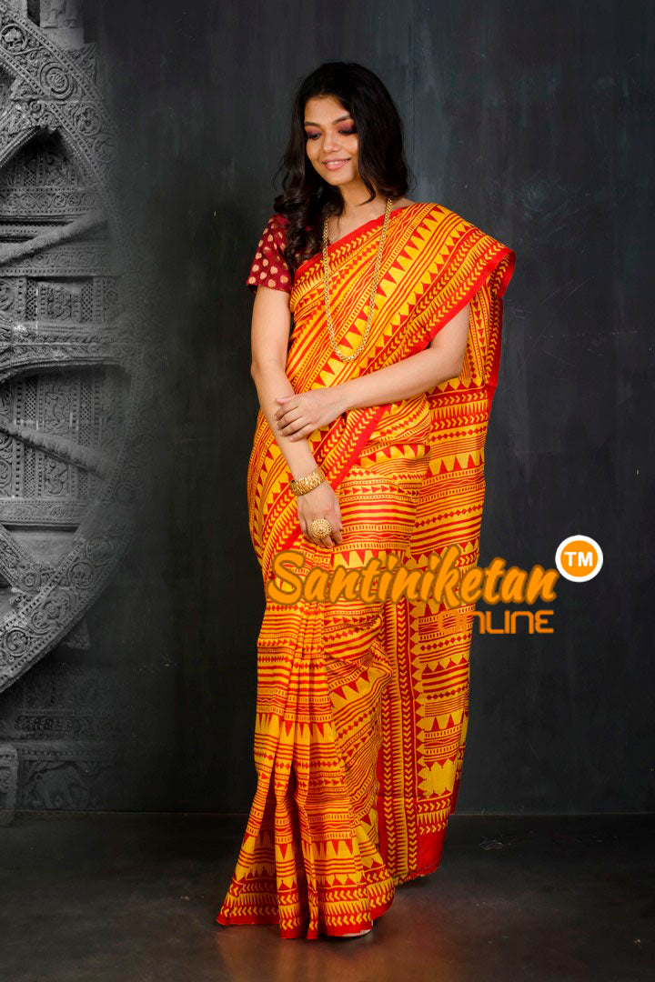 Hand Block On Murshidabad Silk SN20202134