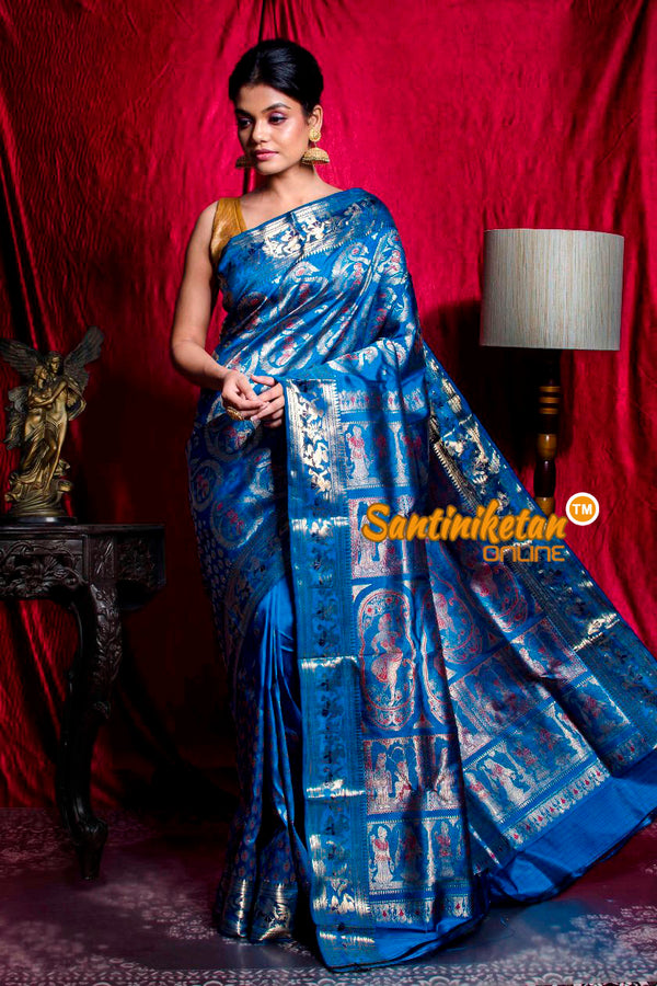 Baluchari Silk | Majestic in blue-green with zari and meenakari work | Baluchari  saree, Saree look, Heritage fashion