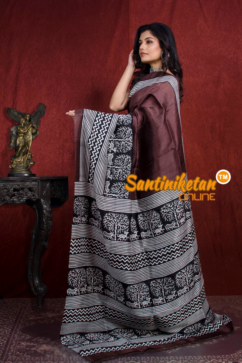Hand Block On Murshidabad Silk SN20217810
