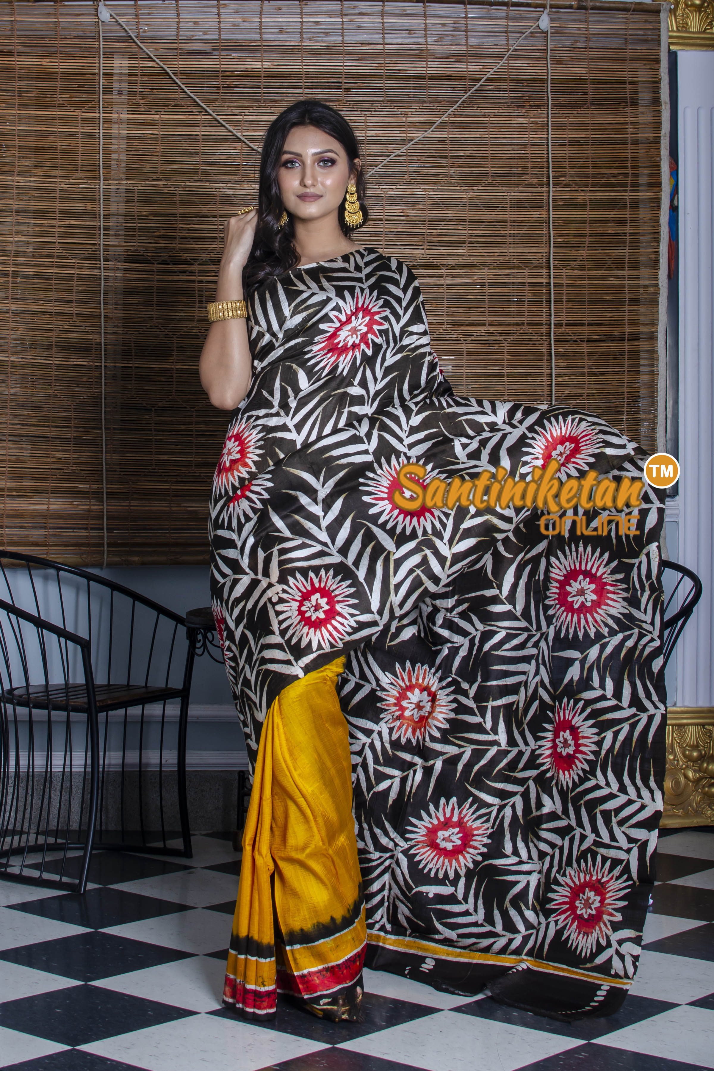 Hand Batik On Murshidabad Silk Saree SN20210250