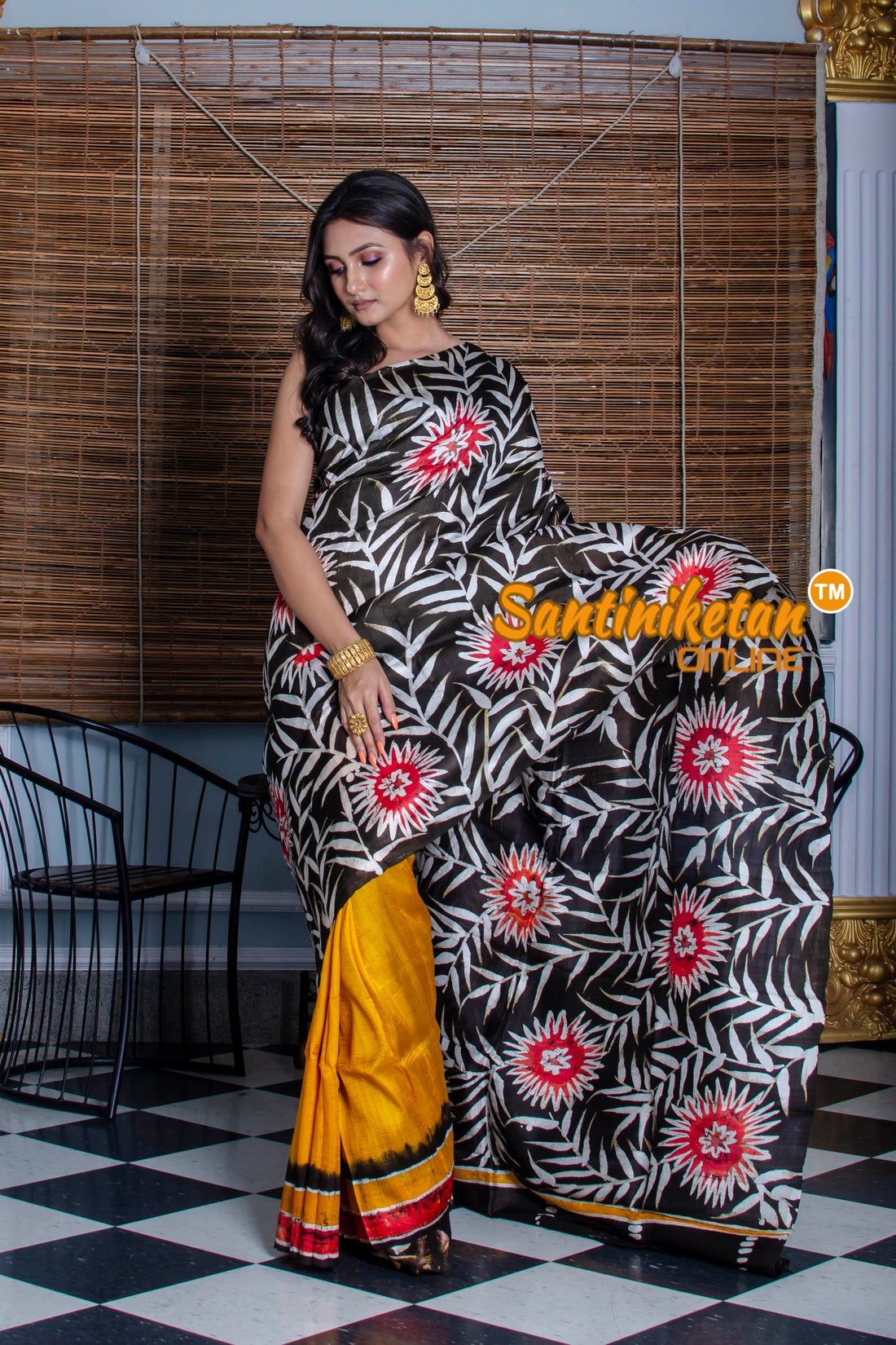Hand Batik On Murshidabad Silk Saree SN20210250
