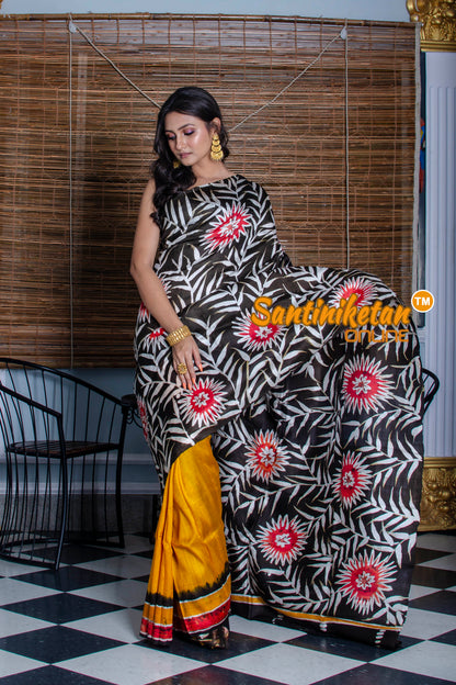 Hand Batik On Murshidabad Silk Saree SN20210250