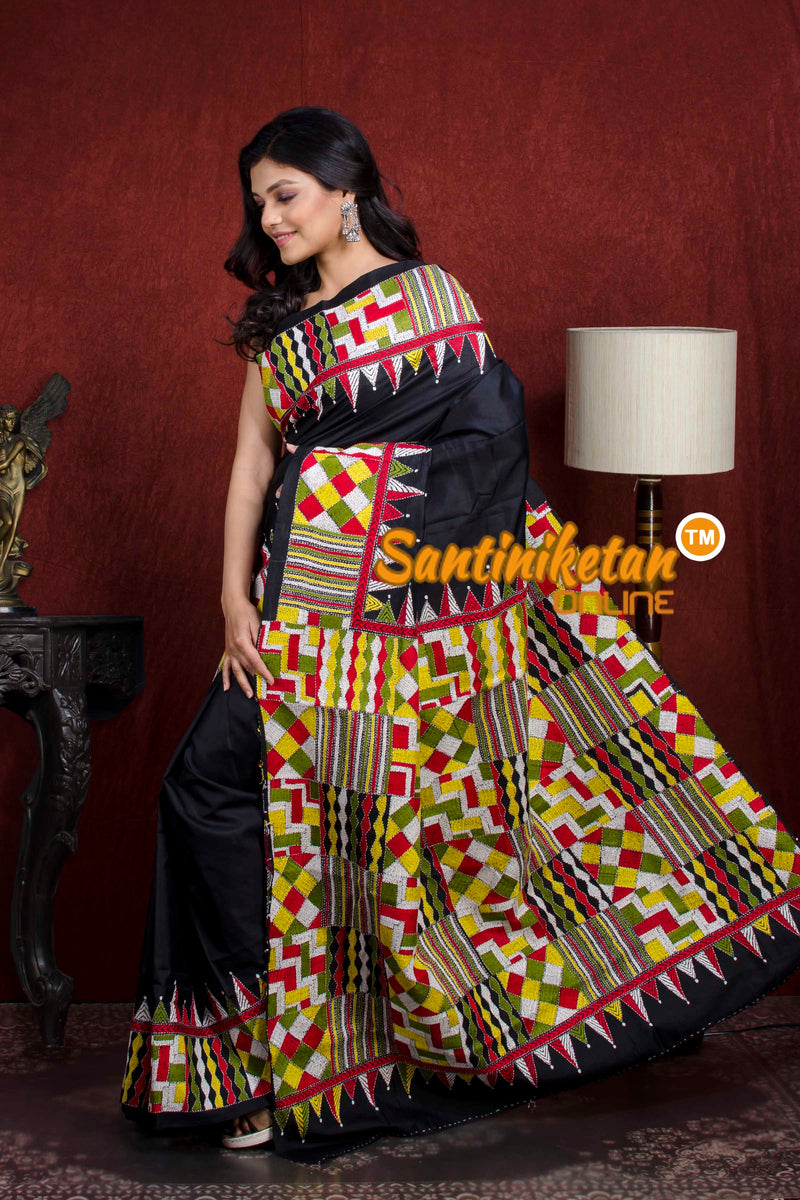 Pure Bangalore Silk Kantha Stitch Saree SN20210366