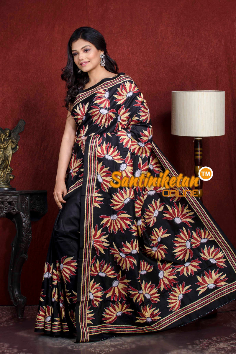 Pure Bangalore Silk Kantha Stitch Saree SN20210376