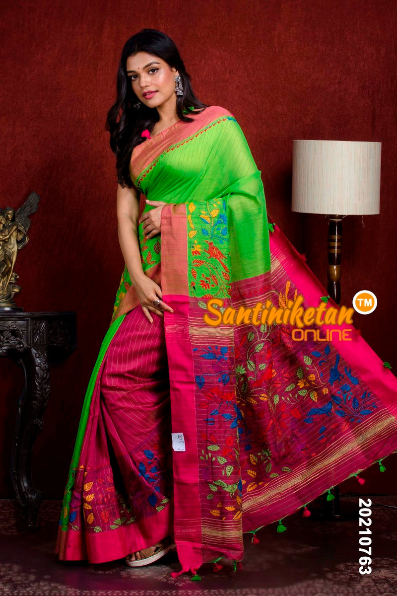 Handloom Cotton Kantha Saree SN20210763