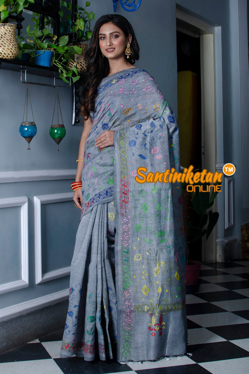 Pure Soft Cotton Kantha Stitch (Hand Embroidery) Saree SN20211365