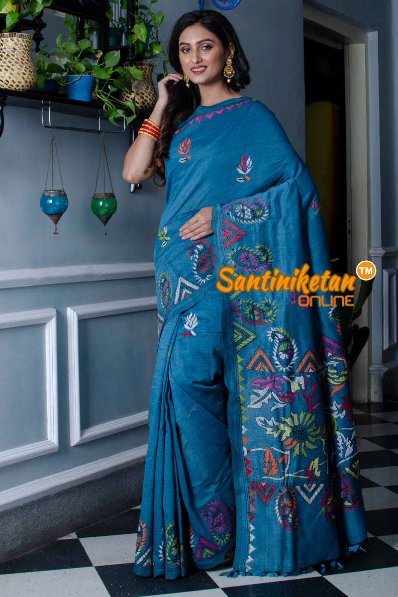 Pure Soft Cotton Kantha Stitch (Hand Embroidery) Saree SN20211371