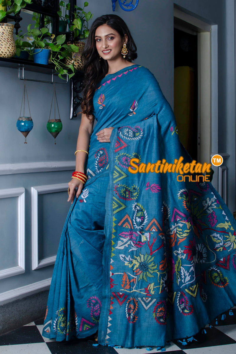 Pure Soft Cotton Kantha Stitch (Hand Embroidery) Saree SN20211371